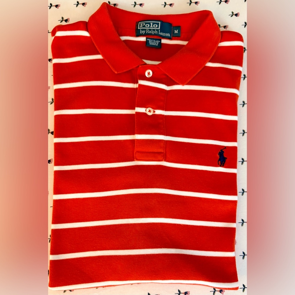 Polo Ralph Lauren Polo Shirt - Red Striped - Men’s Size M - EUC